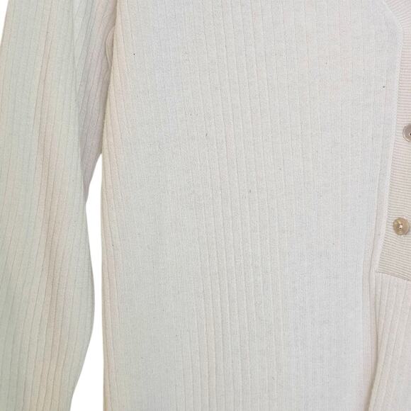 Tuckernuck Cream White Ribbed Henley 3/4 Sleeve Knit Sweater - Picture 4 of 8